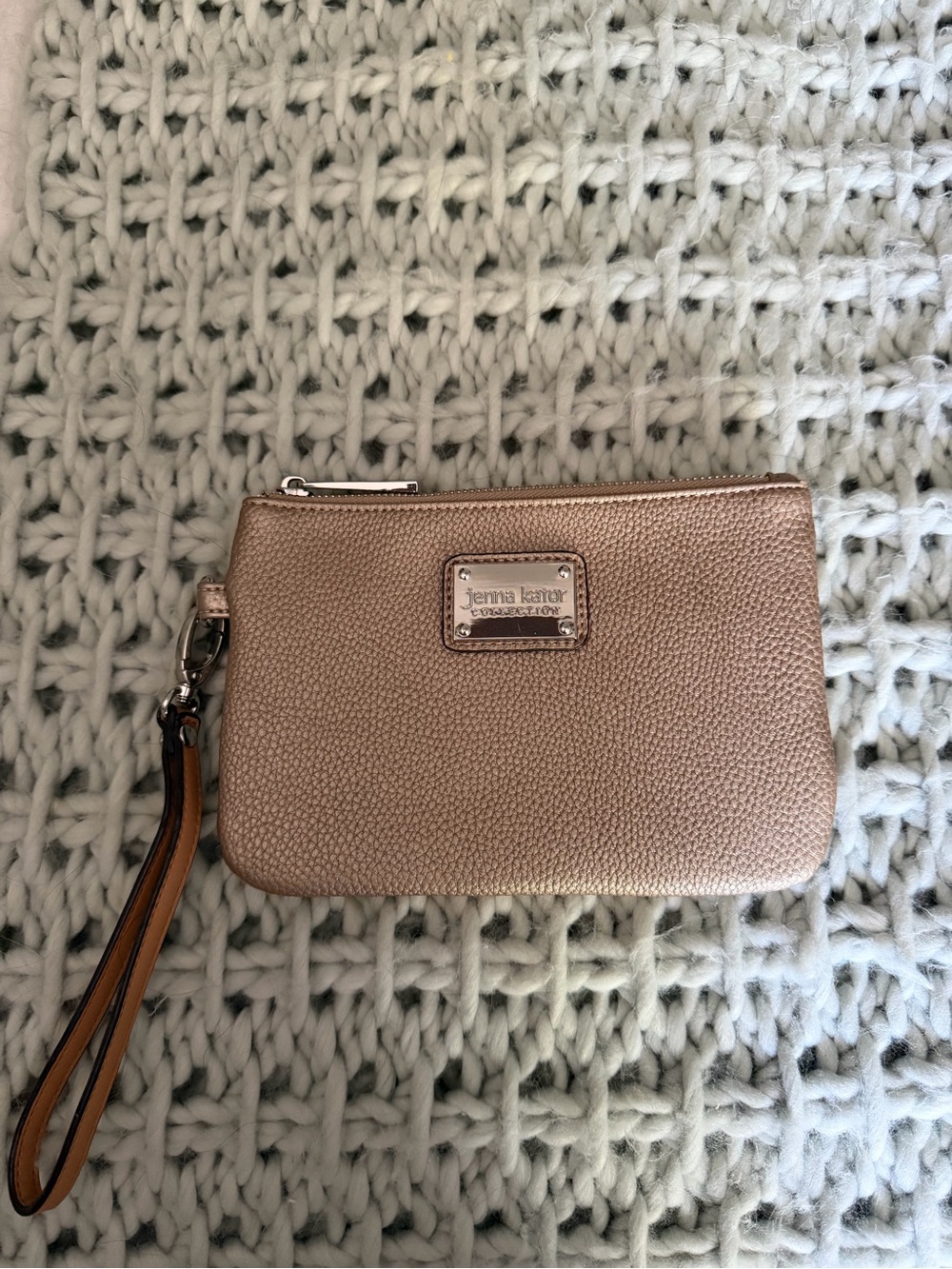 Rose Gold Pebbled Wristlet Clutch